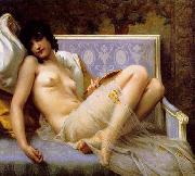 Guillaume Seignac Young-woman-on-a-settee France oil painting artist